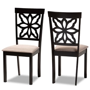 Bowery Hill Upholstered and Brown Finished Wood 2-Piece Dining Chair Set