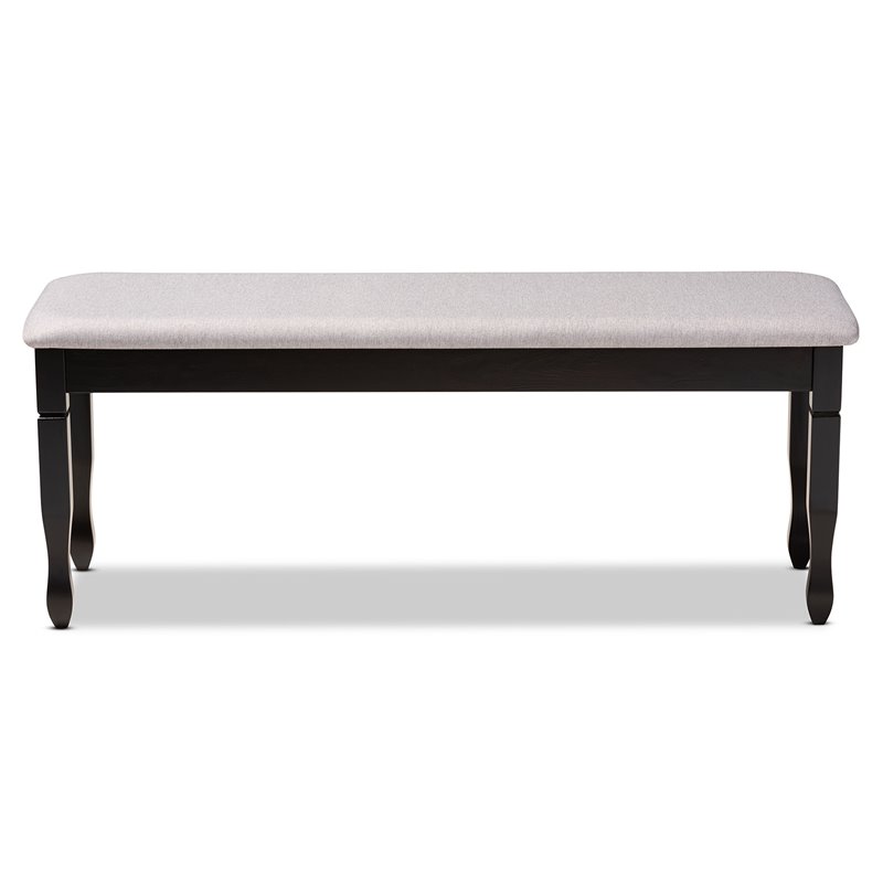 Bowery Hill Modern Grey Upholstered and Brown Finished Wood Dining Bench