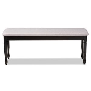 Bowery Hill Modern Grey Upholstered and Brown Finished Wood Dining Bench