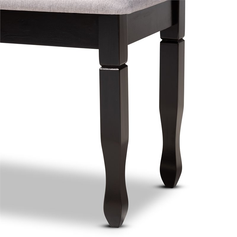 Bowery Hill Modern Grey Upholstered and Brown Finished Wood Dining Bench
