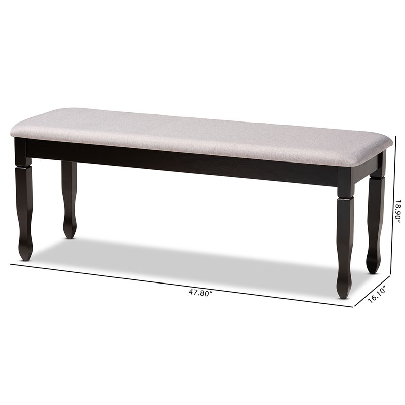 Bowery Hill Modern Grey Upholstered and Brown Finished Wood Dining Bench