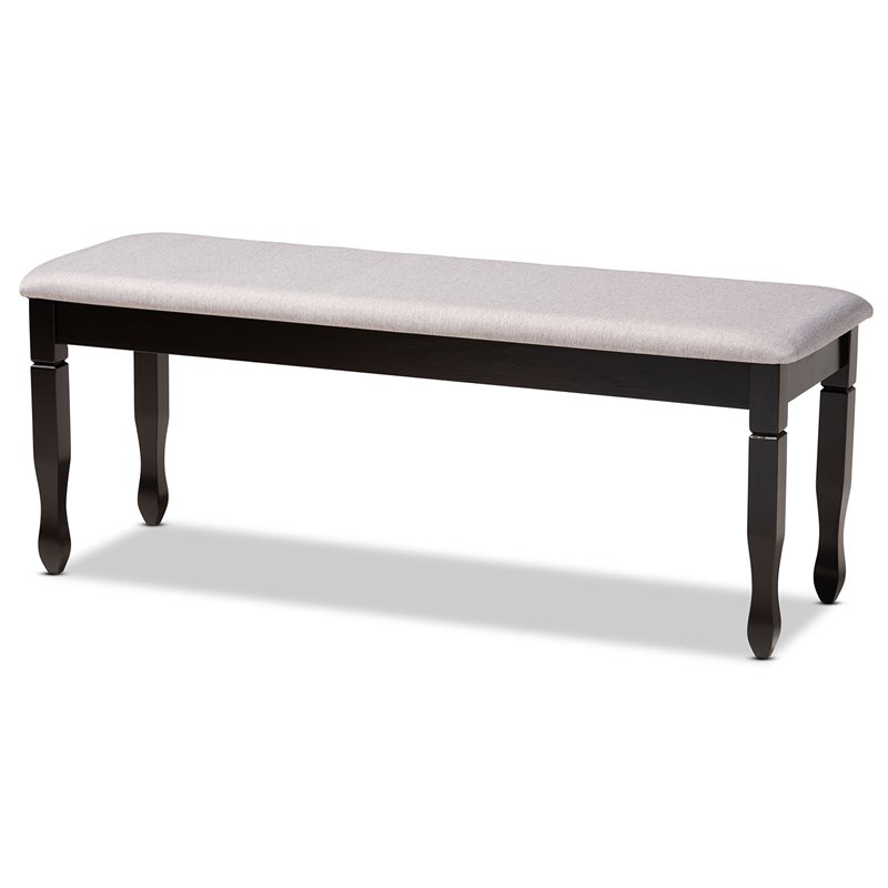 Bowery Hill Modern Grey Upholstered and Brown Finished Wood Dining Bench