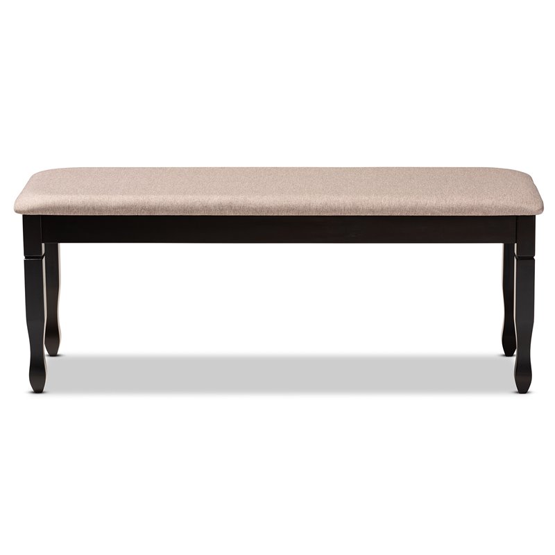 Bowery Hill Modern Upholstered and Brown Finished Wood Dining Bench