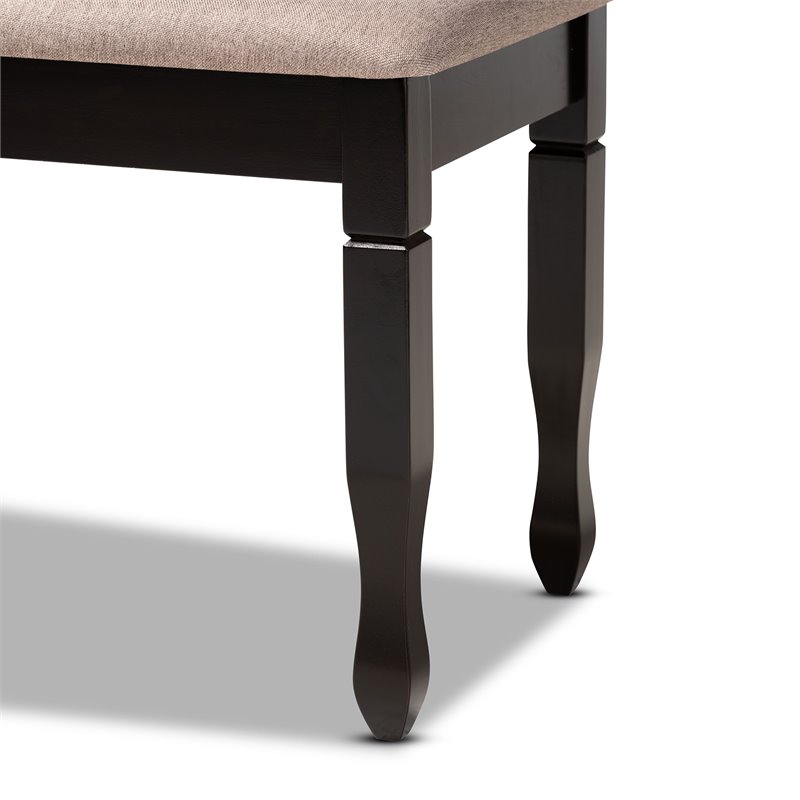 Bowery Hill Modern Upholstered and Brown Finished Wood Dining Bench