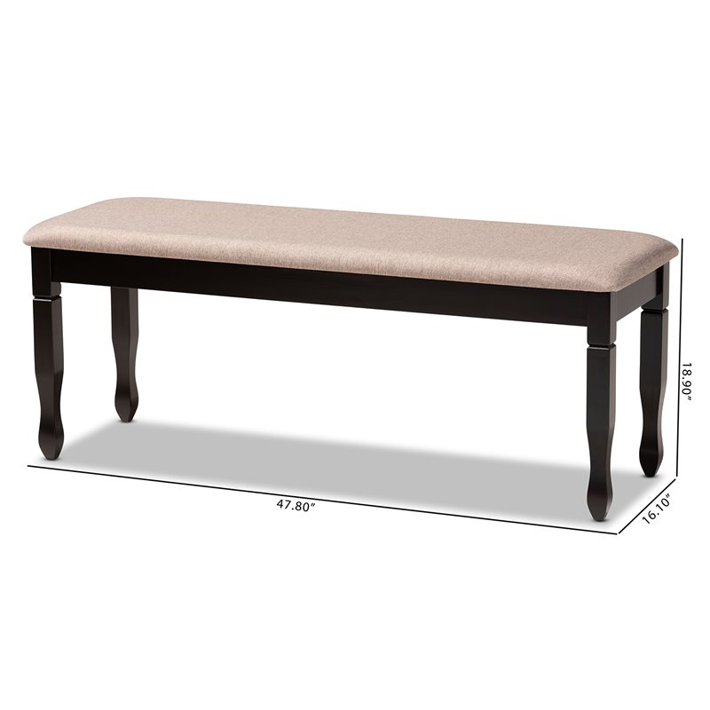 Bowery Hill Modern Upholstered and Brown Finished Wood Dining Bench
