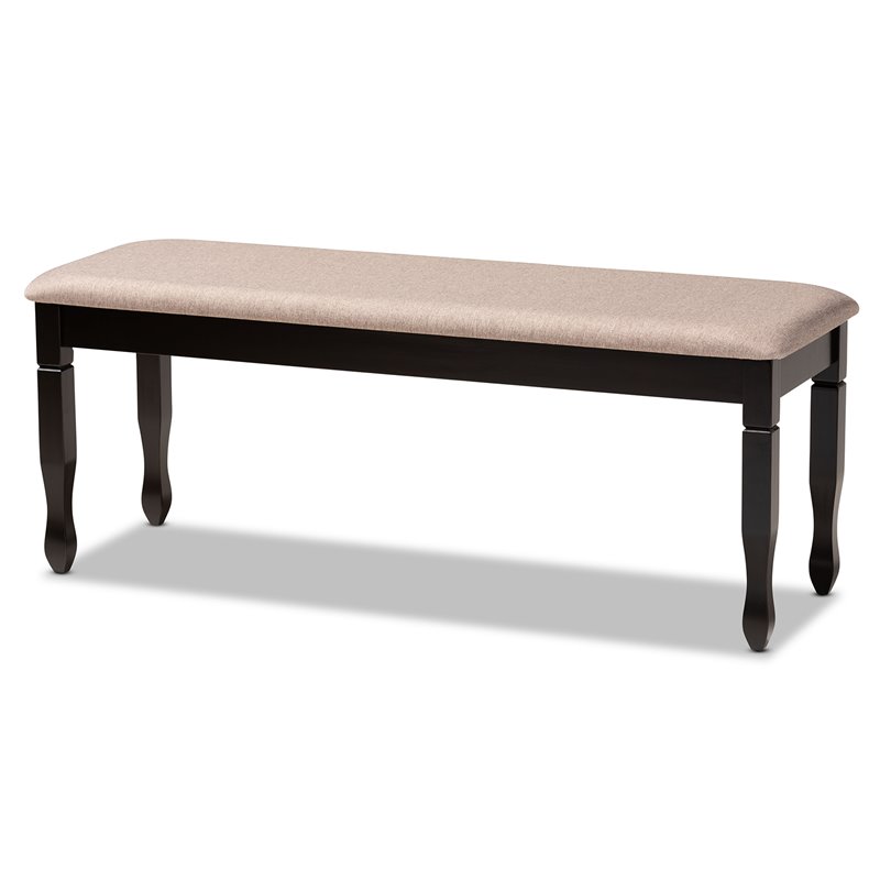 Bowery Hill Modern Upholstered and Brown Finished Wood Dining Bench