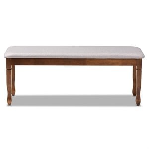 Bowery Hill Grey Upholstered and Walnut Brown Finished Wood Dining Bench