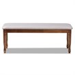 Bowery Hill Grey Upholstered and Walnut Brown Finished Wood Dining Bench