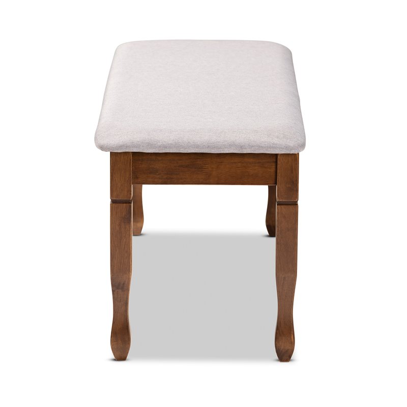 Bowery Hill Grey Upholstered and Walnut Brown Finished Wood Dining Bench