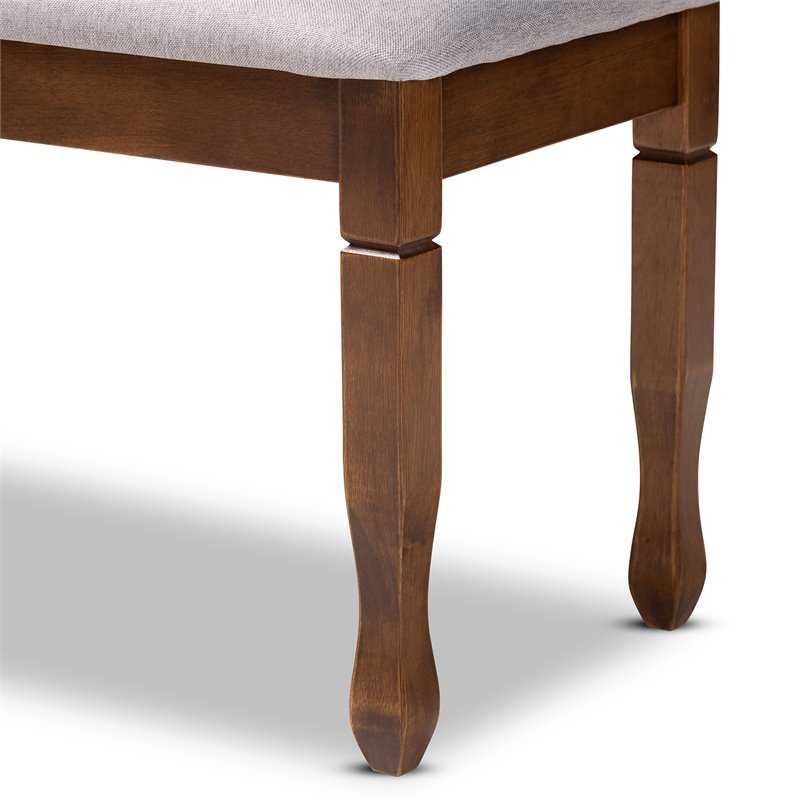 Bowery Hill Grey Upholstered and Walnut Brown Finished Wood Dining Bench