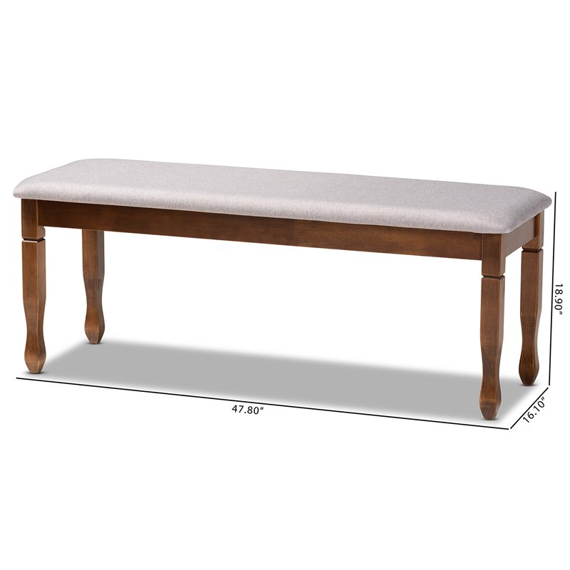 Bowery Hill Grey Upholstered and Walnut Brown Finished Wood Dining Bench