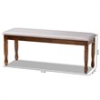 Bowery Hill Grey Upholstered and Walnut Brown Finished Wood Dining Bench