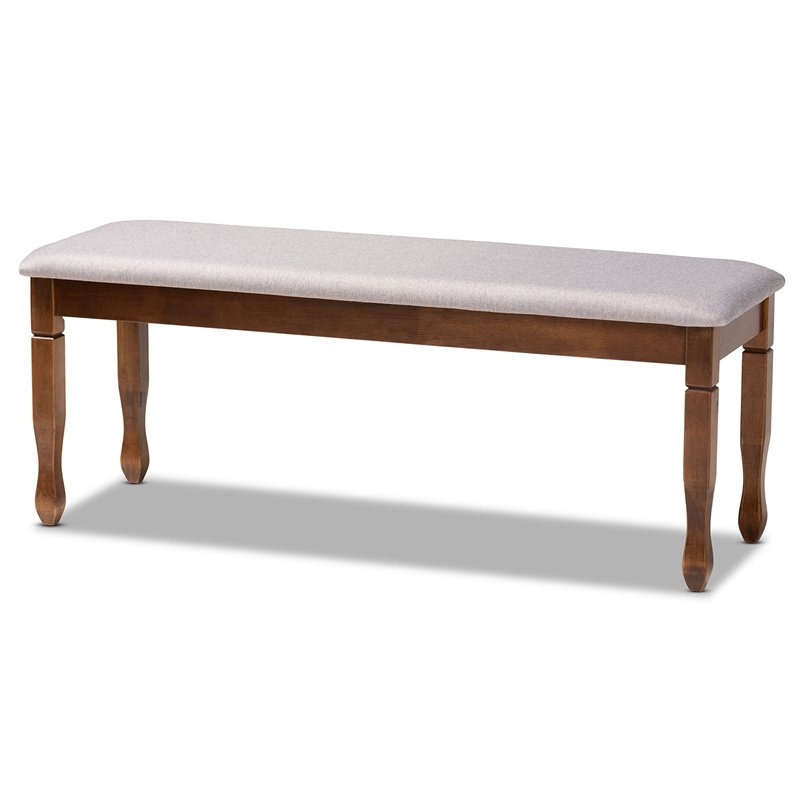 Bowery Hill Grey Upholstered and Walnut Brown Finished Wood Dining Bench