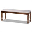 Bowery Hill Grey Upholstered and Walnut Brown Finished Wood Dining Bench