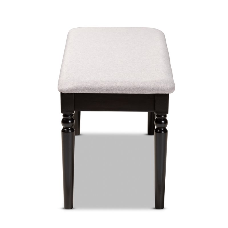 Bowery Hill Modern Grey Upholstered and Brown Finished Wood Dining Bench