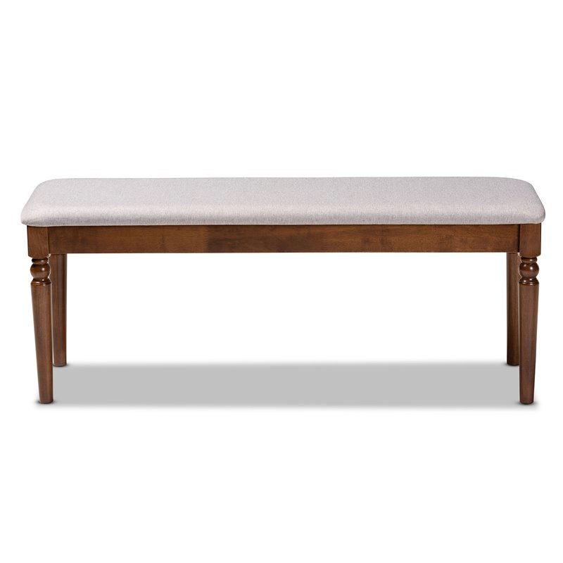 Bowery Hill Modern Grey Upholstered and Walnut Brown Finished Wood Dining Bench