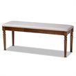 Bowery Hill Modern Grey Upholstered and Walnut Brown Finished Wood Dining Bench