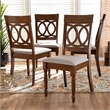 Bowery Hill Upholstered Walnut Brown Dining Chair Set Rectangular Cut-Out Back 38.6