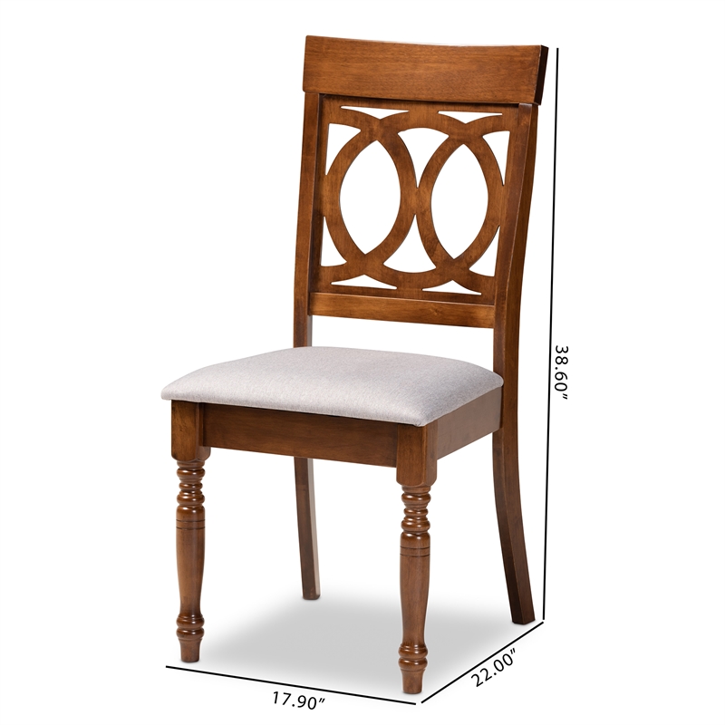 Bowery Hill Upholstered Walnut Brown Dining Chair Set Rectangular Cut-Out Back 38.6
