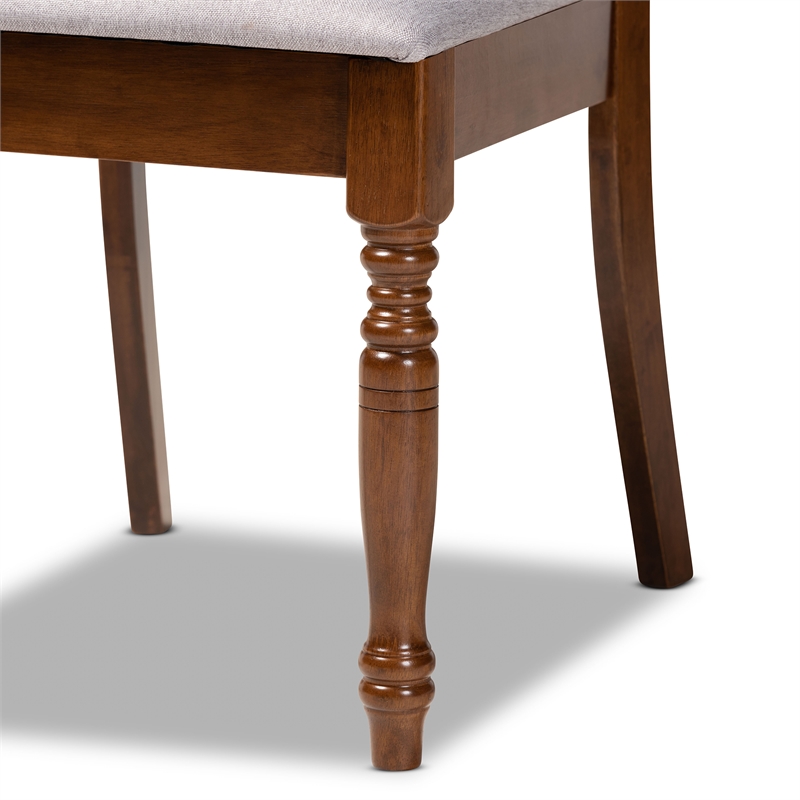 Bowery Hill Upholstered Walnut Brown Dining Chair Set Rectangular Cut-Out Back 38.6