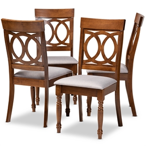 Bowery Hill Upholstered Walnut Brown Dining Chair Set Rectangular Cut-Out Back 38.6&quot Unassembled
