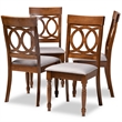 Bowery Hill Upholstered Walnut Brown Dining Chair Set Rectangular Cut-Out Back 38.6