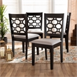 Bowery Hill Upholstered Dark Brown Dining Chair Set Rectangular Cut-Out Back Design 37.4
