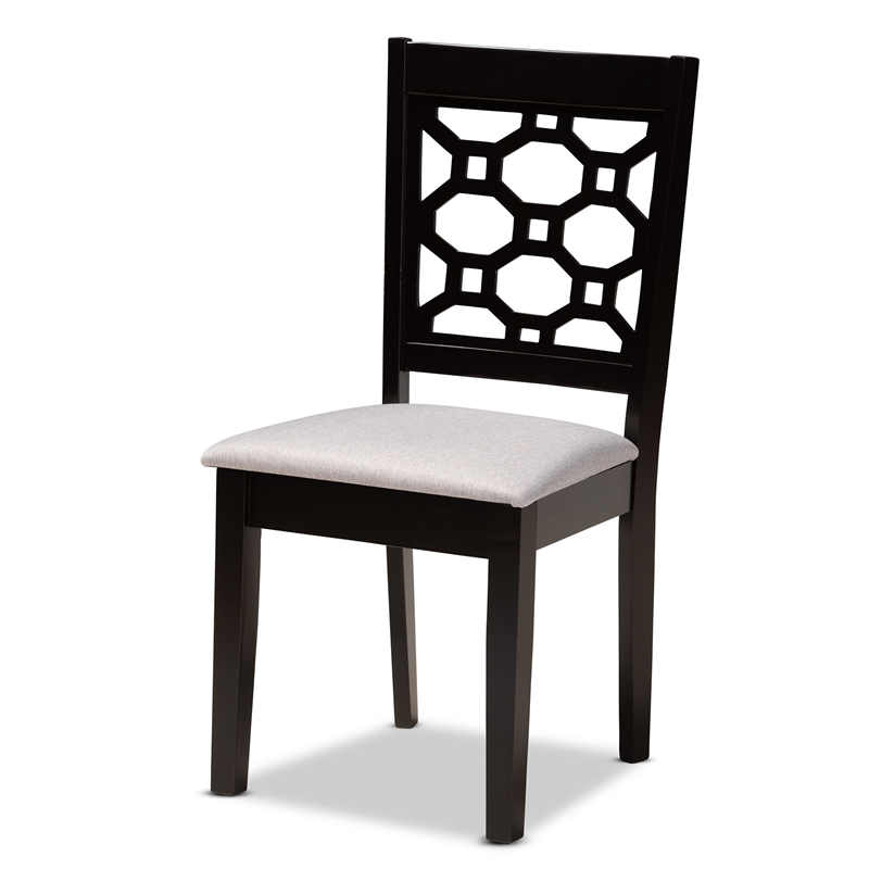 Bowery Hill Upholstered Dark Brown Dining Chair Set Rectangular Cut-Out Back Design 37.4
