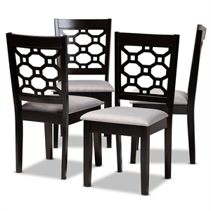 Bowery Hill Upholstered Dark Brown Dining Chair Set Rectangular Cut-Out Back Design 37.4&quot Unassembled