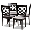 Bowery Hill Upholstered Dark Brown Dining Chair Set Rectangular Cut-Out Back Design 37.4