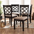 Bowery Hill Upholstered and Brown Finished Wood 4-Piece Dining Chair Set