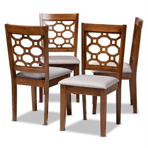 Bowery Hill Wood Walnut Brown Dining Chair Set Upholstered Cut-Out Back Design 37.4&quot Unassembled