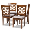 Bowery Hill Wood Walnut Brown Dining Chair Set Upholstered Cut-Out Back Design 37.4