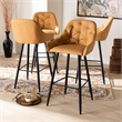 Bowery Hill Leather Upholstered and Black Metal 4-Piece Bar Stool Set