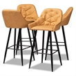 Bowery Hill Leather Upholstered and Black Metal 4-Piece Bar Stool Set