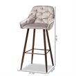 Bowery Hill Grey Velvet Upholstered and Walnut Finished 4-Piece Bar Stool Set