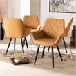 Bowery Hill Leather Upholstered and Black Metal 4-Piece Dining Chair Set
