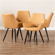 Bowery Hill Leather Upholstered and Black Metal 4-Piece Dining Chair Set