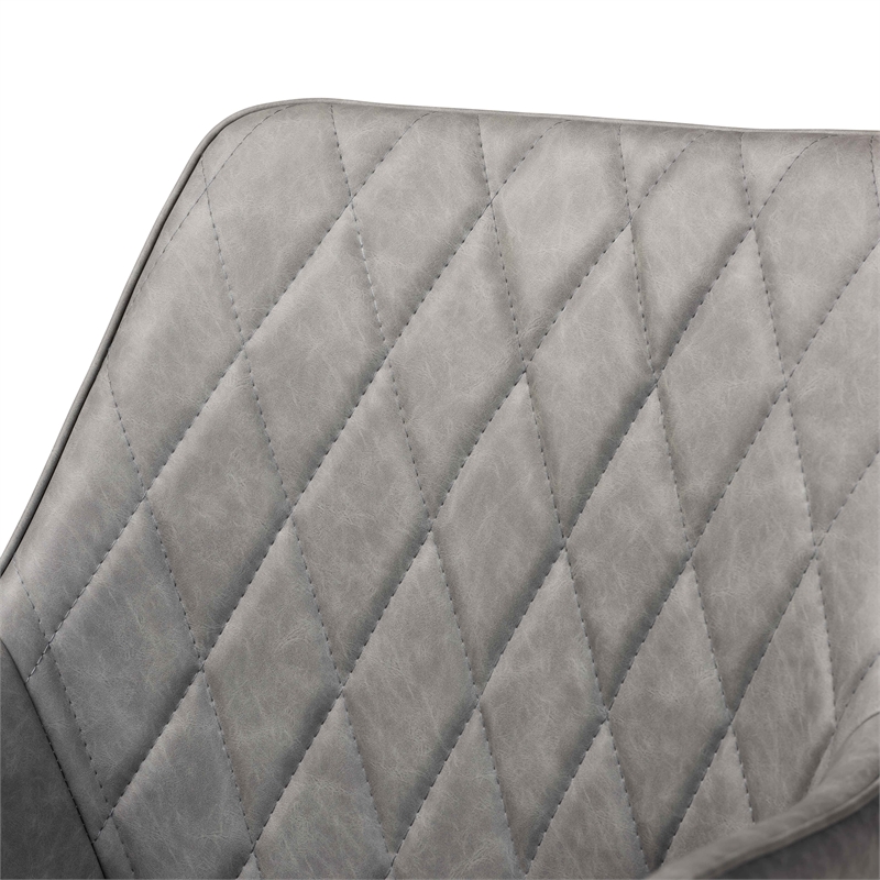 Bowery Hill Grey Leather Upholstered and Black Metal 4-Piece Dining Chair Set