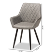 Bowery Hill Grey Leather Upholstered and Black Metal 4-Piece Dining Chair Set
