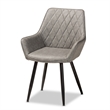 Bowery Hill Grey Leather Upholstered and Black Metal 4-Piece Dining Chair Set