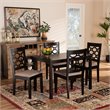 Bowery Hill Sand Upholstered and Brown Finished Wood 5-Piece Dining Set