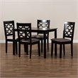 Bowery Hill Sand Upholstered and Brown Finished Wood 5-Piece Dining Set