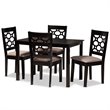 Bowery Hill Sand Upholstered and Brown Finished Wood 5-Piece Dining Set