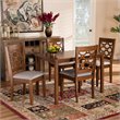 Bowery Hill Grey Upholstered and Walnut Brown Finished Wood 5-Piece Dining Set