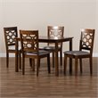Bowery Hill Grey Upholstered and Walnut Brown Finished Wood 5-Piece Dining Set