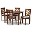 Bowery Hill Grey Upholstered and Walnut Brown Finished Wood 5-Piece Dining Set