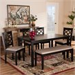 Bowery Hill Sand Upholstered and Brown Finished Wood 6-Piece Dining Set
