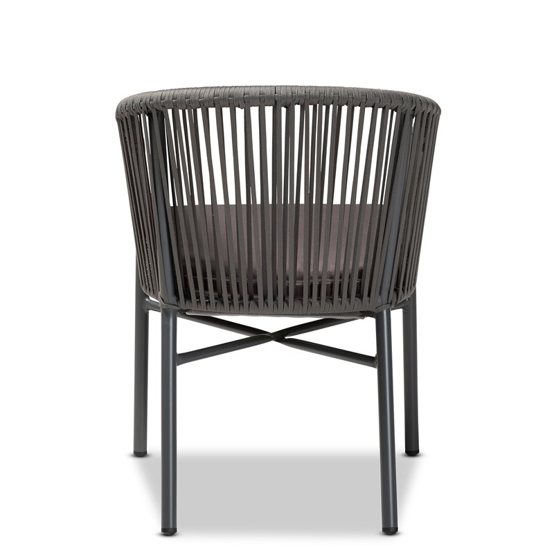 Bowery Hill Grey Finished Rope and Metal Outdoor Dining Chair
