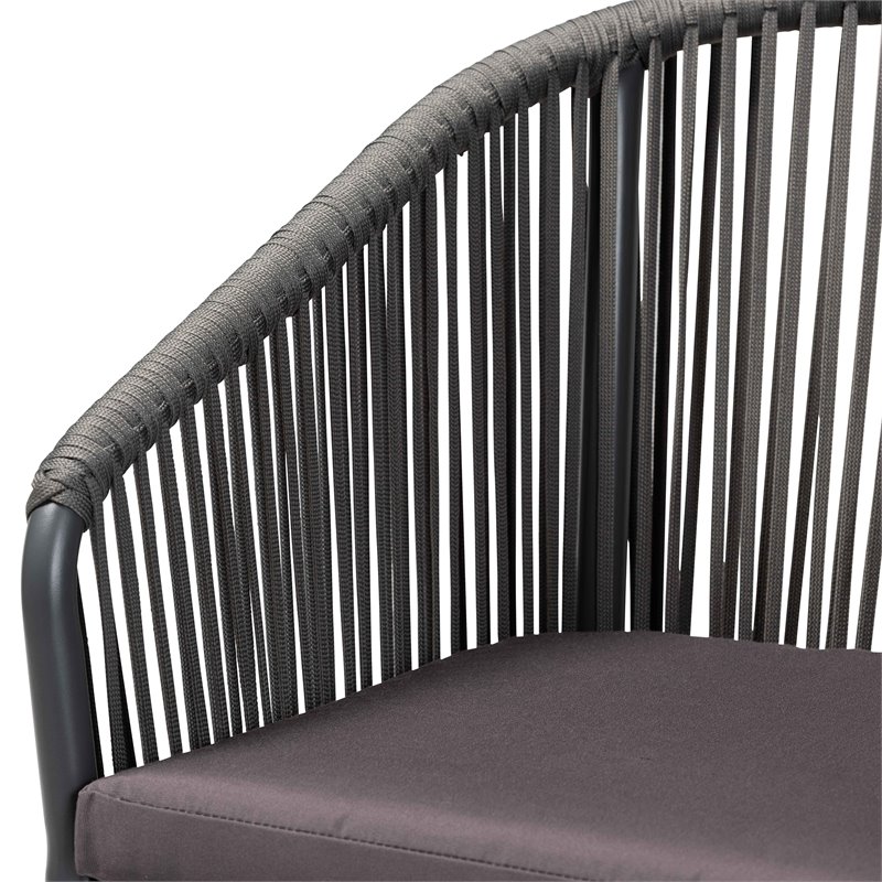 Bowery Hill Grey Finished Rope and Metal Outdoor Dining Chair